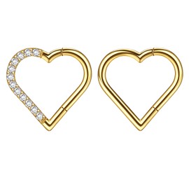 Dochais 2-3 Pieces Nose Ring Titanium, Nose Rings Nose Piercing, Hoop Nose Ring, Septum Rings, Helix Ring Set, Daith Ring, Hoop Earrings Septum, Nose Ring Heart for Women Silver Gold Black 16G 10 mm,