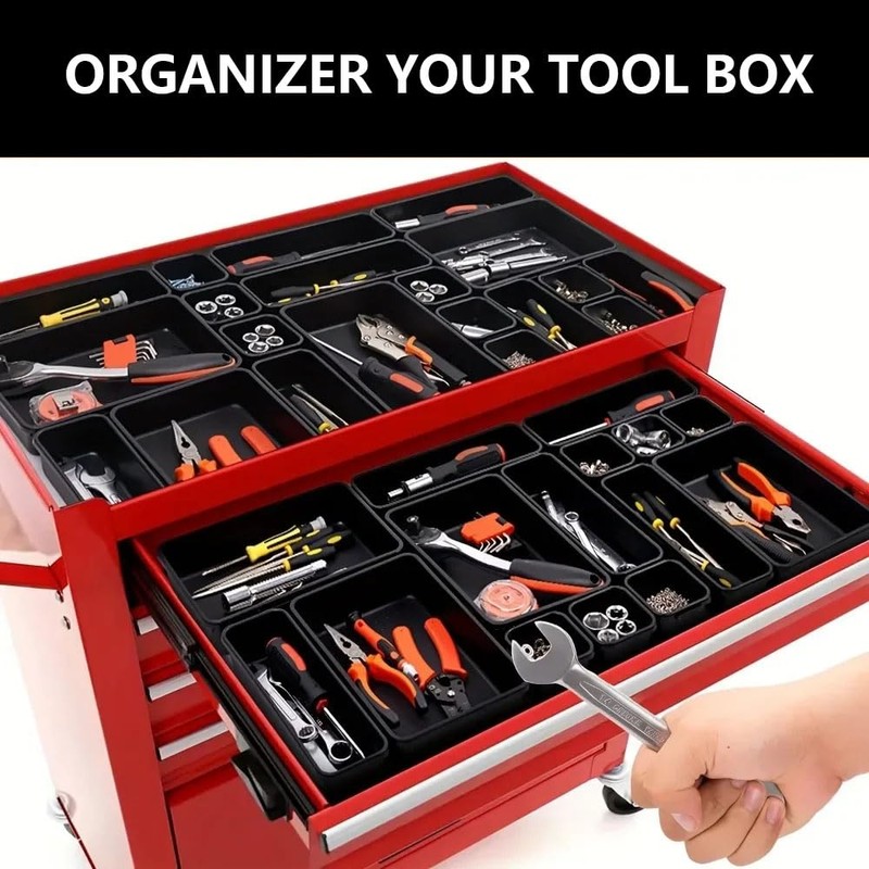 AUTOHJ [𝐔𝐩𝐠𝐫𝐚𝐝𝐞𝐝] 𝟔𝟓 𝐏𝐂𝐒 Tool Box Organizer Tray 𝟓 𝐒𝐢𝐳𝐞𝐬