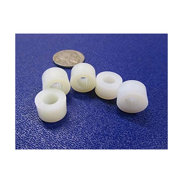 Natural Nylon Spacer, Unthreaded, 1/4" Screw Size x .500" OD