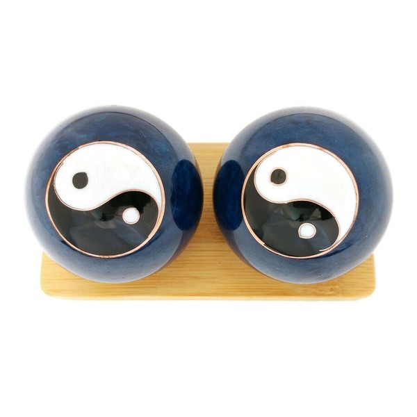 Top Chi Yin Yang Baoding Balls with Bamboo Stand (Medium 1.6 Inch)