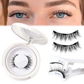 NATOSU Magnetic Eyelashes, Magnetic Eyelashes with Applicator, Reusable Natural Magnetic Eyelashes Kit, No Glue Required, Waterproof, Durable