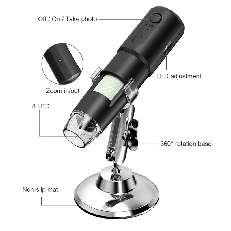 Portable Microscope USB 50X‑1000X Magnification 640x480P Resolution 360 Degree Rotatable