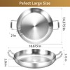 Inqibee 14-Inch Tri-Ply Stainless Steel Paella Pan,Large Skillet,Griddle Pan,Large Frying
