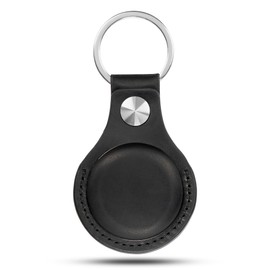 iTAGGi Genuine Leather Keychain - Protective Case Compatible with AirTag - Genuine Leather Case for Keys, Bags, Pet Accessories - Secure Snap Button Charm (Black)