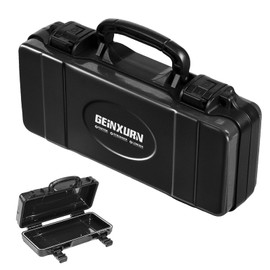 Geinxurn 11”Black Tools Box, Portable Steel Heavy-duty Tool Case with Safety Latch and Handle for Tools Storage and Organizers, Home DIY