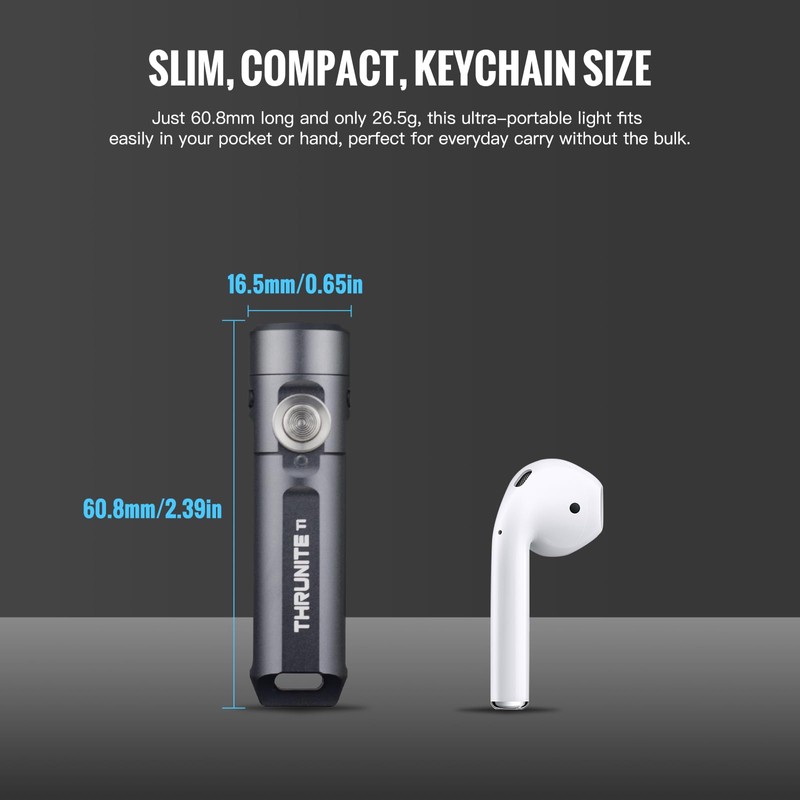 ThruNite Ti Mini Keychain Flashlight, USB-C Rechargeable EDC Pocket Light,