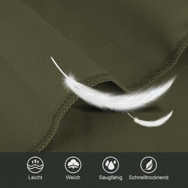 Microfibre Towel Set of 3 - Large 200 x 100 cm & 2 Small 80 x 40 cm, Quick-Drying Microfibre Sports Towel for Travel Towel, Bath Towel, Fitness & Sports Towels and Beach Towel (Army Green)