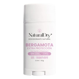 NaturalDry - Desodorante Natural en barra para Mujer - Duración de 24 horas - Ideal para axilas - Sin Aluminio - Sin Parabenos - Aroma a Bergamota (1 Unidad)