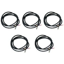 Waterproof DS18B20 Temperature Sensor Probe (5PCS) – Stainless Steel Encapsulated, 1-Meter Cable – High Accuracy Digital Sensor for Water, Aquariums, HVAC, Industrial Use