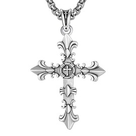 AulanRose Cross Necklace for Men 925 Sterling Silver Gothic Cross Pendant Necklacees Religious Jewelry Gifts for Women
