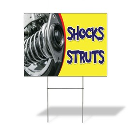 Fastasticdeals Weatherproof Yard Sign Shocks & Struts Advertising Printing J Yellow Lawn Garden Auto Repairs 24x18 Inches 2 Sides Print