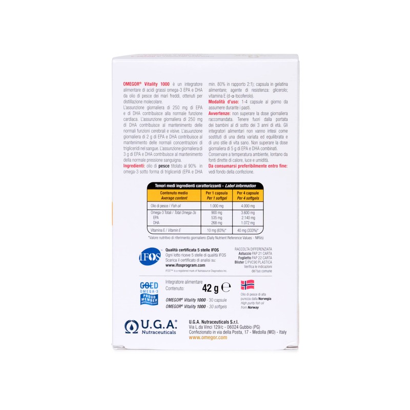 OMEGOR Vitality 1000 Capsules with Omega 3, EPA, DHA and