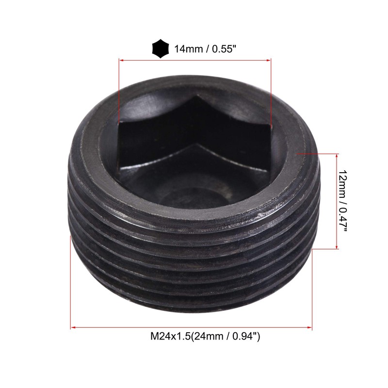 sourcing map Carbon Steel Internal Hex Thread Socket Pipe Plug,
