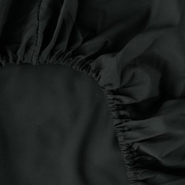 Ghooss Twin Fitted Sheet-Single Fitted Sheet Only-Deep Pocket-Premium 1500 Microfiber - Ultra-Soft Wrinkle Free-1 Pack(Black,Twin)