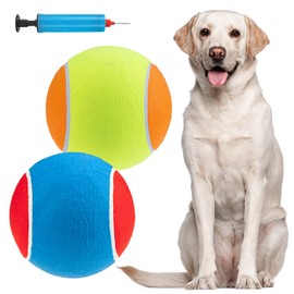 EXPAWLORER Dog Toy Ball-9.5’’Giant Tennis Balls for Dogs,Floating Big Dog Toy Balls,Interactive Large Tennis Ball for Dogs with Inflating Needles for Indoor Outdoor Training Playing Sports