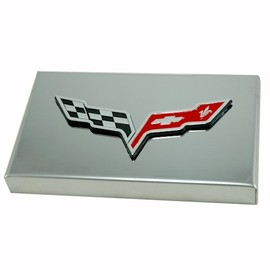 Polished Fuse Box Cover and Crossed Flags Emblem for 2005-2013 Corvette C6