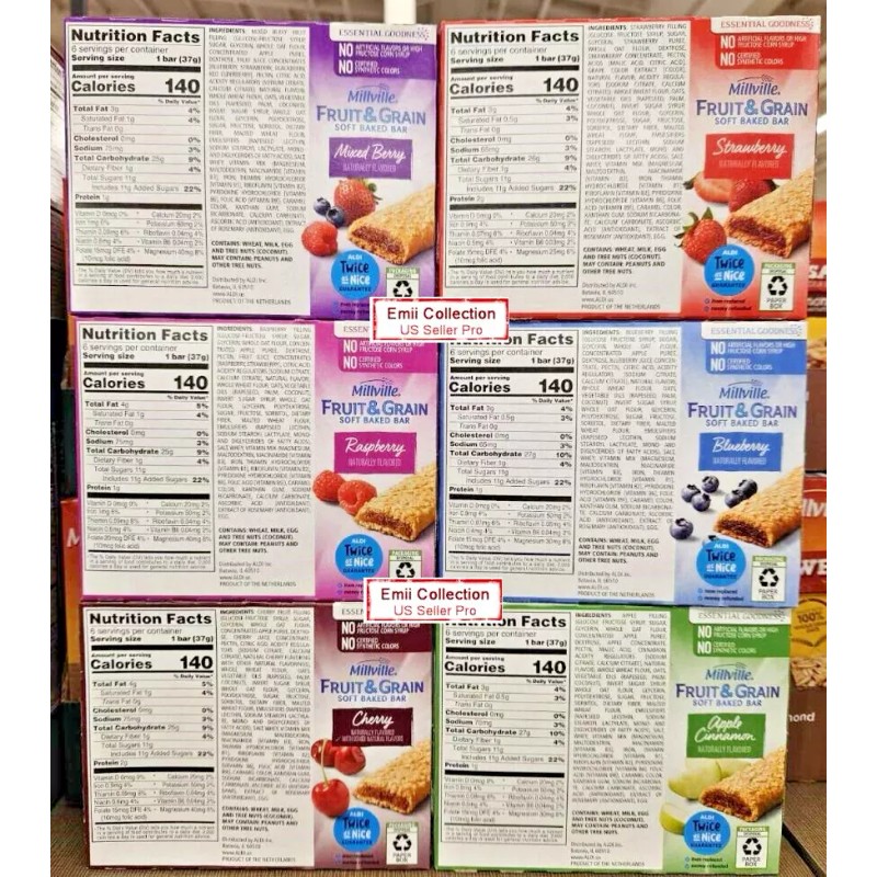 Millville Fruit & Grain Soft Baked Cereal 6 Flavors Bars,