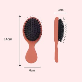 Hair Brush, Travel Pocket Small Boar Bristle Comb, Mini Portable Detangling Brushes for Baby Kids, Adults, Styling Hair Care Tools (Red)