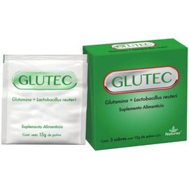 Glutec, Glutamina, Lactobacillus reuteri, NATUREX. 1 Caja con 3 cu, 15 g cu