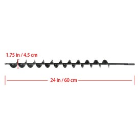 TINVHY 1.75Inch Wide 24Inch Long Metal Earth Auger Drill Bit, Garden Plant Flower Bulb Auger Rapid Planter Bulb Compatible Auger Machine Head with 8mm Diameter Non-Slip Hex Shank