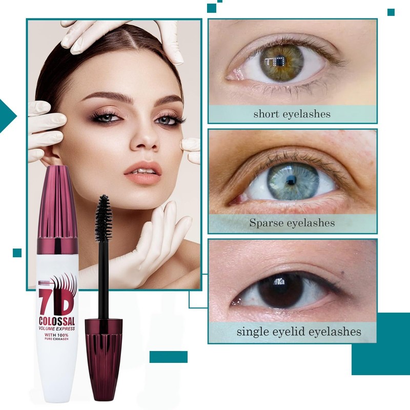 7D Mascara Black,Volumengebende & Wasserfeste Wimperntusche Schwarz
