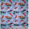 Signature BonEful Fabric FQ Cotton Quilt White Blue Gold Fish