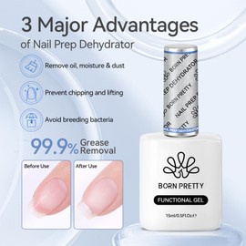 Born Pretty Natural Nail Prep Dehydrate, Nail Dehydrator, Acid Free Natural Nail Prep Dehydrate, Dehydrator for Acrylic and Gel Nail Polish, Nail Tech Must Haves 15ml