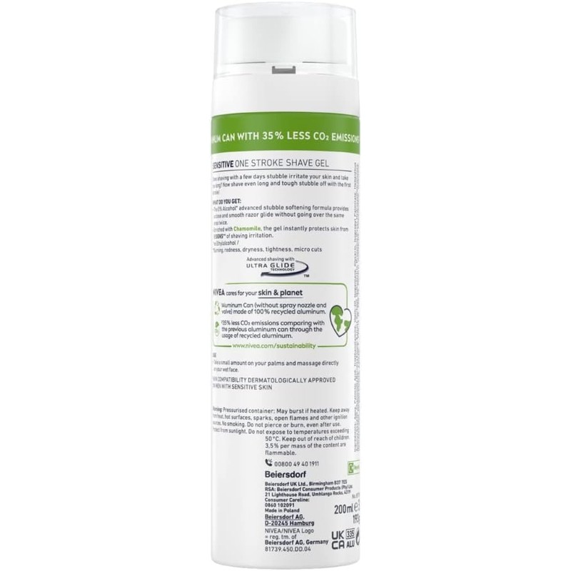 NIVEA MEN Sensitive One Stroke Shave Gel (200ml), Shaving Gel