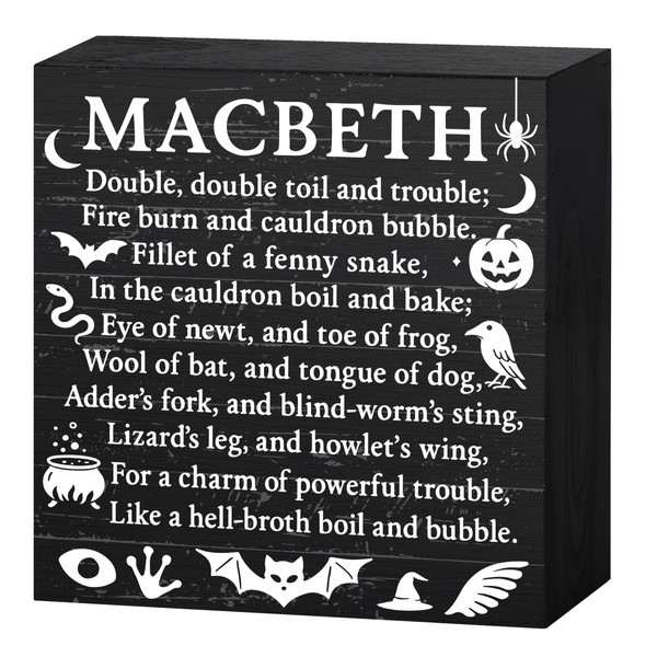 Macbeth Halloween Decorations Halloween Wooden Office Table Sign Book Page