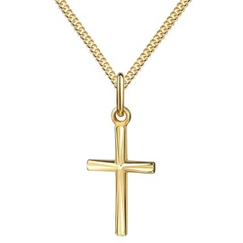 JEVELION Pendant Cross 333 Gold for Women Cross Pendant with Reflective Structure Necklace Pendant + Jewellery Case and Jewellery Certificate, With chain: length 50 cm