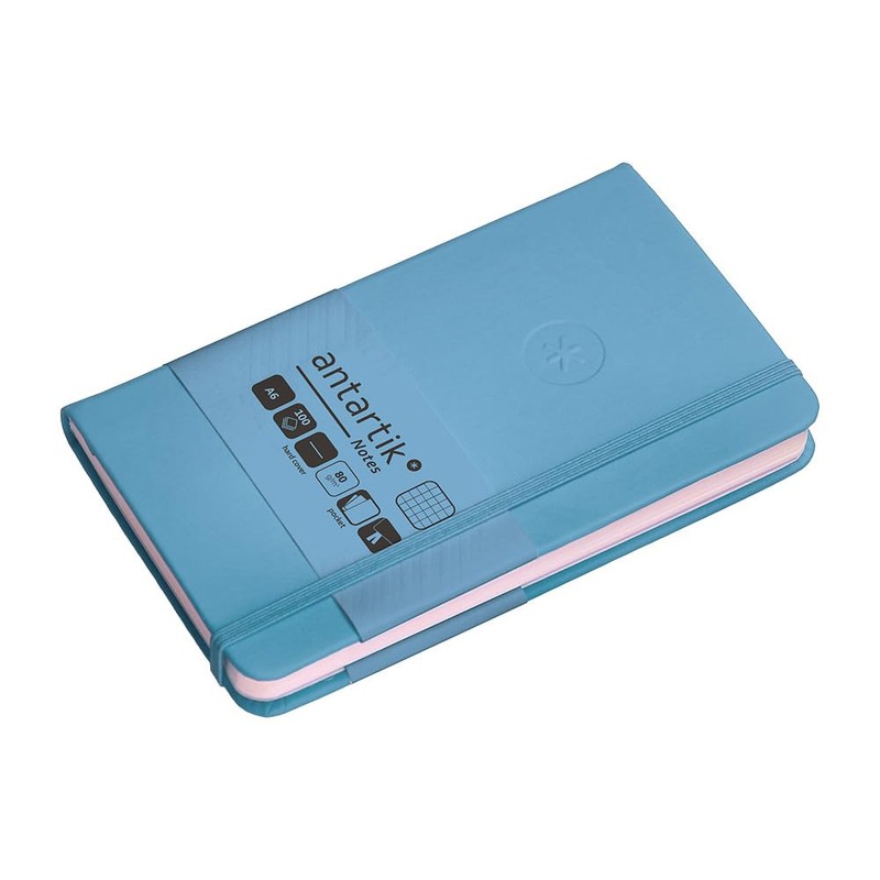Antartik Notebook with elastic band, hardcover, A6 sheets, squared, light