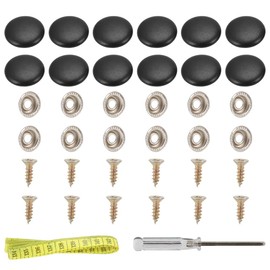Set of 12 Black Leather Snap Upholstery Buttons Fit for Tufting Furniture Bed Sofa Chair, Car Seat RV Roof Headliner Interior Cloth Fixing with Installation Tool