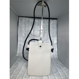 Rebecca 4531 Smart Pochette, Italian Leather, Cow Leather, Shoulder Pochette, Women's, Men's, Genuine Leather, Pochette, Smartphone Pochette, Shoulder Bag, Unisex, Unisex, ice gray