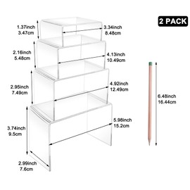 8Pcs Acrylic Display Risers(6",5",4"3") Clear Product Stand,Cupcakes Holder Dessert Display Transparent Showcase Stands, Candy Bar Risers, Acrylic Lifts Display for Figures