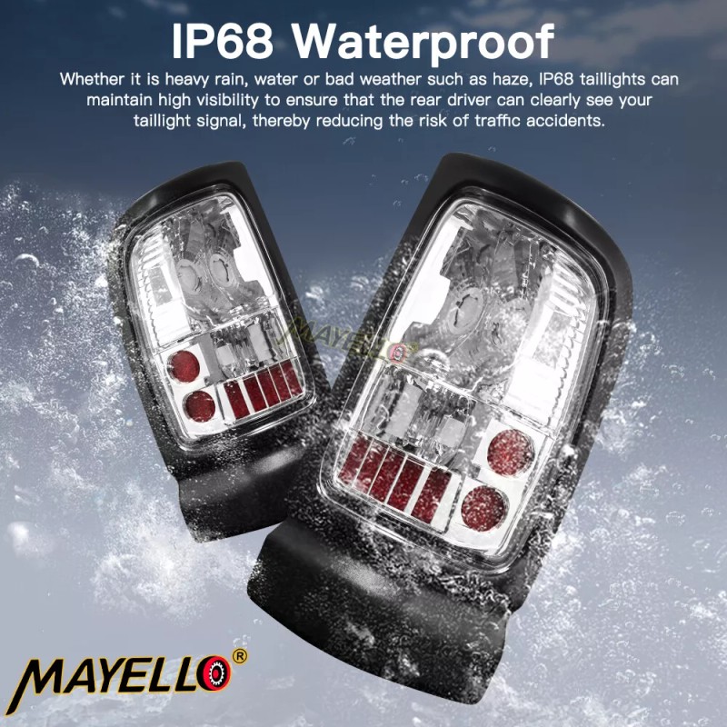 mayello Clear Tail Lights For 1994-2001 Dodge Ram 1500 2500
