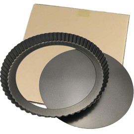 KUAYB 10 Inch Tart Pan Removable Bottom Non-stick Quiche Pans Reusable Fluted Edges Pie Pan for Baking Tartlets, Mousse Cakes, Muffins