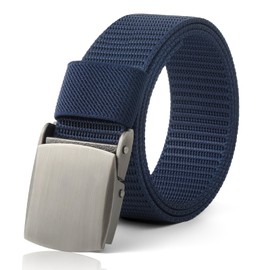 Monopa Nylon Boys Baseball Belt - Kids Golf Belt with Metal Buckle for Softball Pants School Uniform Jeans (Sliver Buckle-Navy blue 100cm)