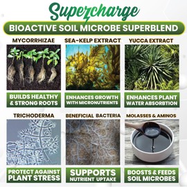 Mycorrhizal Fungi with Beneficial Bacteria, Trichoderma, Sea Kelp, Molasses, Yucca, Smart Grower Supercharge Plant Root Enhancer 2oz Super Concentrate Powder Makes 25 Gallons