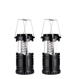 MEETOZ LED Camping Lantern, 2Pcs Portable Camping Lantern, Collapsible Brightness Adjustable LED Camping Light for Power Outages, Home Emergency, Camping, Hiking, Hurricane - Black
