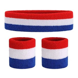 Sweatband Set Sports Headband Wristband Set for Working Out Exercise Wristbands for Working Out, Exercise, Tennis, Basketball, Running