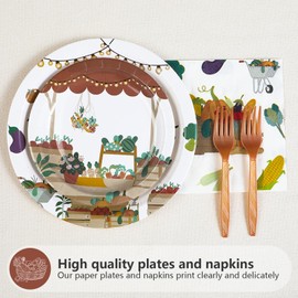 Grencian 96Pcs She's Fresh Off Market Bridal Shower Decor Farmers Market Engagement Party Plates and Napkins Vegetable Themed Disposable Tableware for Women Bridal Shower Wedding Decorations Serves 24