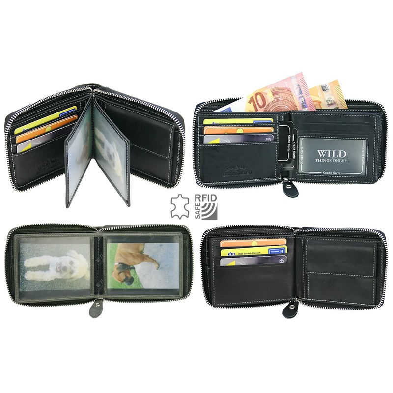 WILD THINGS ONLY !!! Men's Genuine Leather Wallet with All-Round