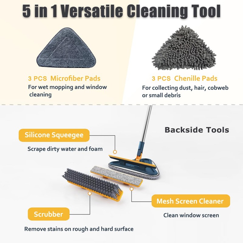 ShinyDew Wall Cleaner Mop with Long Handle, 5-in-1 Wall Cleaning