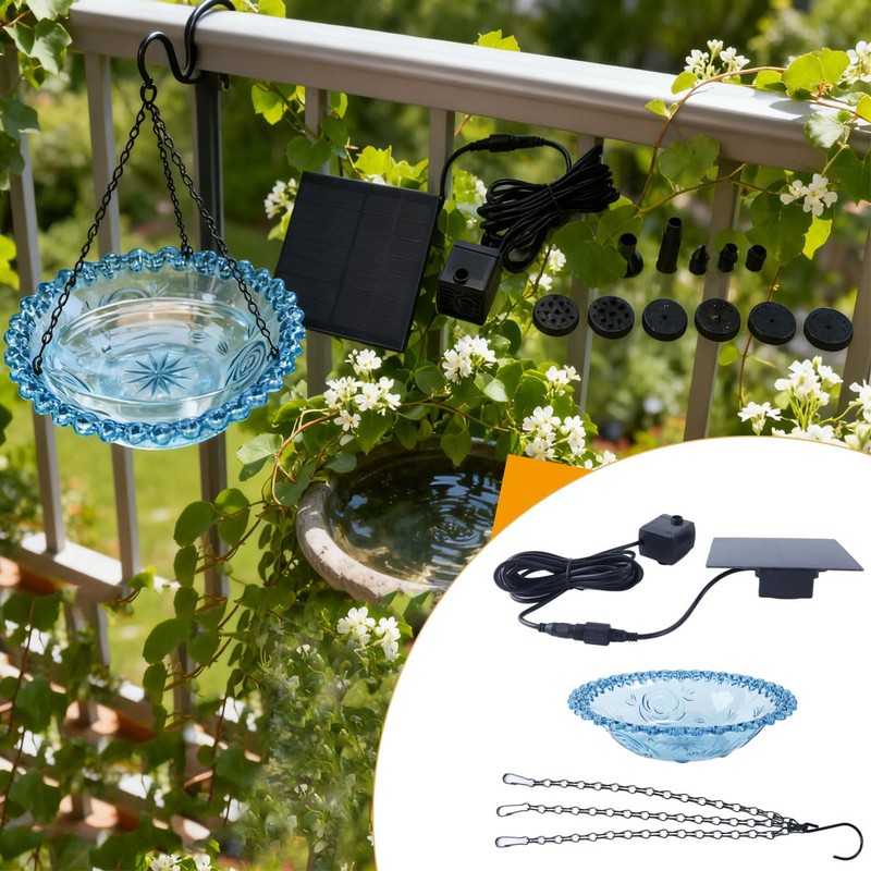 Ausi Solar Bird Bath with Fountain, Hanging Garden Decoration, for