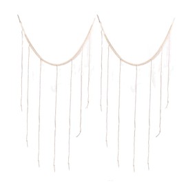 2pcs Hanging Photo Display Wall Decor with Wooden Beads Tassels 145cm Length DIY Handcrafted