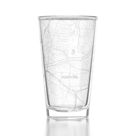 Well Told Engraved Nashville Tennessee Map Pint Glass, Etched Beer Gift (16 oz, Clear) City Map Pint, Custom City Glassware, Gifts For Beer Lovers