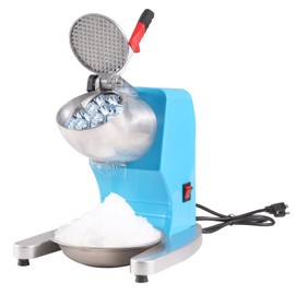 Ice Crushers Machine, 220lbs Per Hour Electric Snow Cone Maker with 4 Blades, Stainless Steel Shaved Ice Machine with Cover and Bowl, 300W Ice Shaver Machine for Home and Commercial Use, Blue