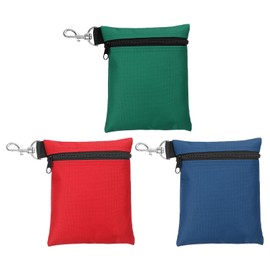 PATIKIL Zipper Golf Tee Pouch 6.7 x 5.5 Inch, 3 Pack Valuables Golf Tee Bag Golf Bag Accessories with Clip for Men Women Storage, Dark Green/Red/Dark Blue