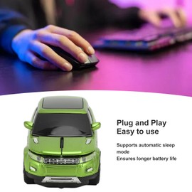 Car Shaped Computer Mouse, Optical Gaming Mice, 2.4G 1600 DPI Cool 3D Car Shape Computer Mouse with USB Receiver, for Win 98 for Win 7 8 9 10 for OS X Laptops (Green)
