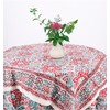 GURU SHOP Square Tablecloth, Handmade, Block Print Tablecloth - Red/Aqua,